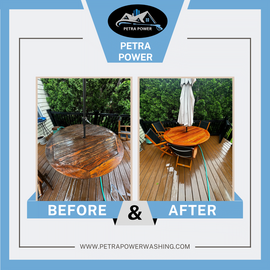 Power Washing 3 deck and table power washed teakwood